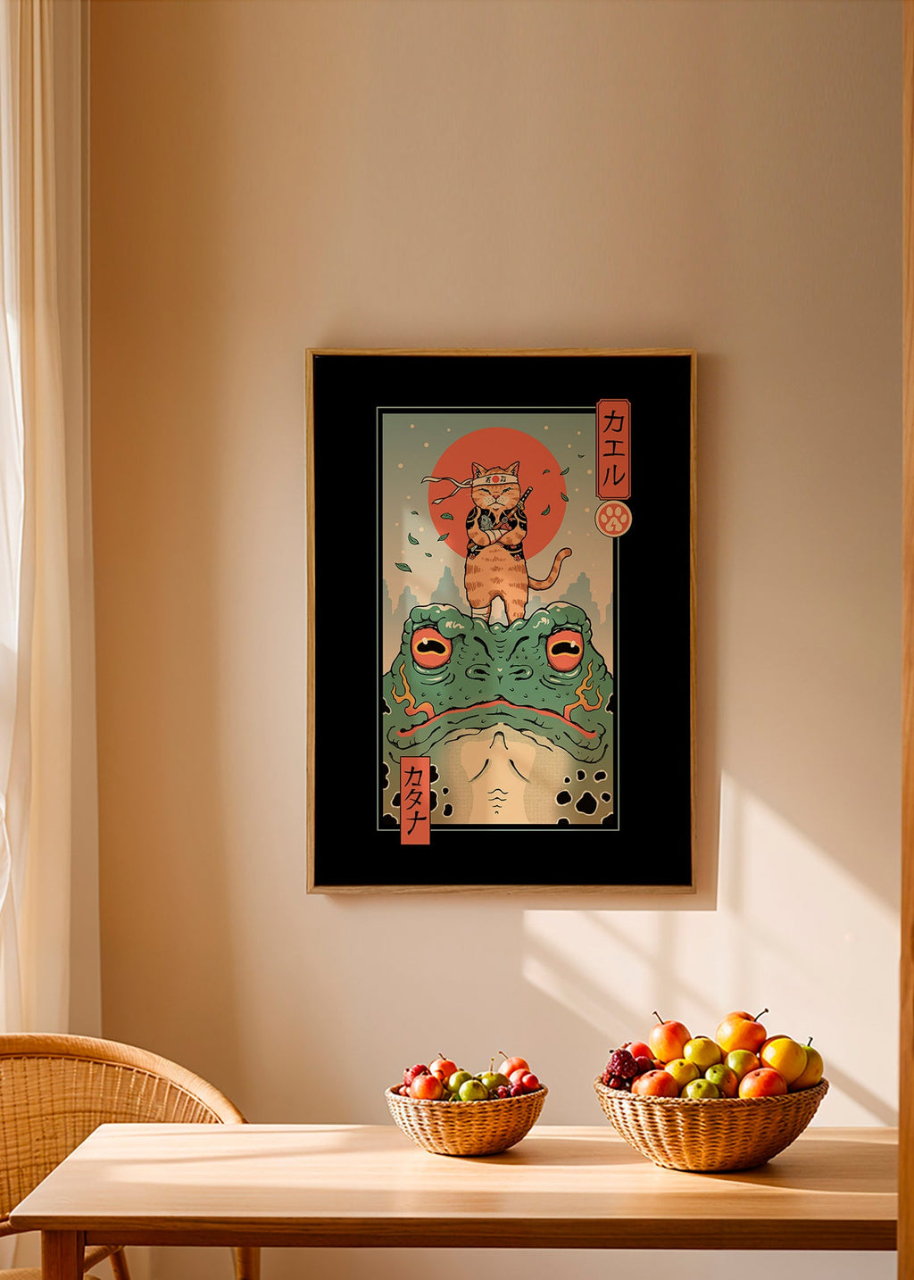 Kunst samurai kat på frø – Canvas1