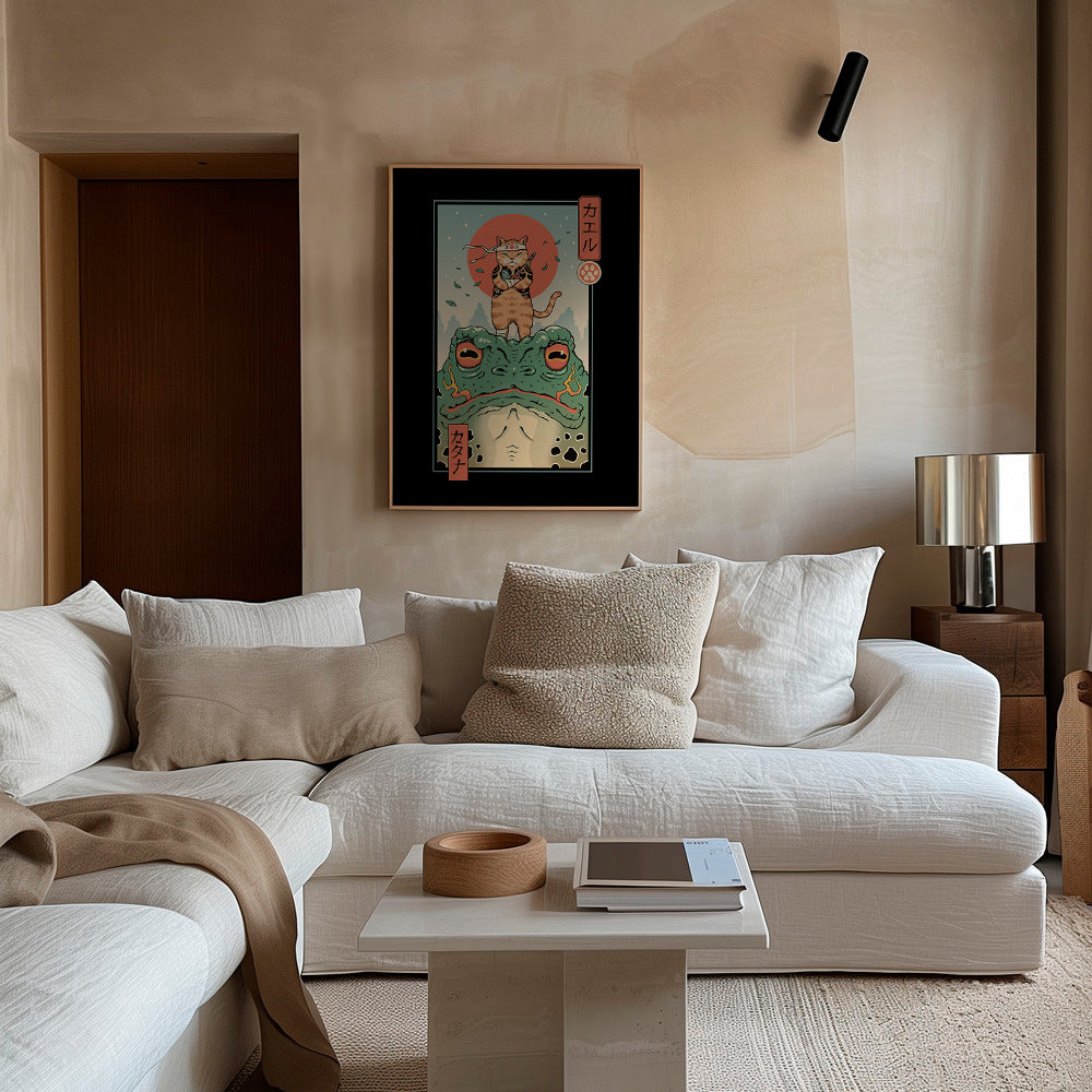 Kunst samurai kat på frø – Canvas2