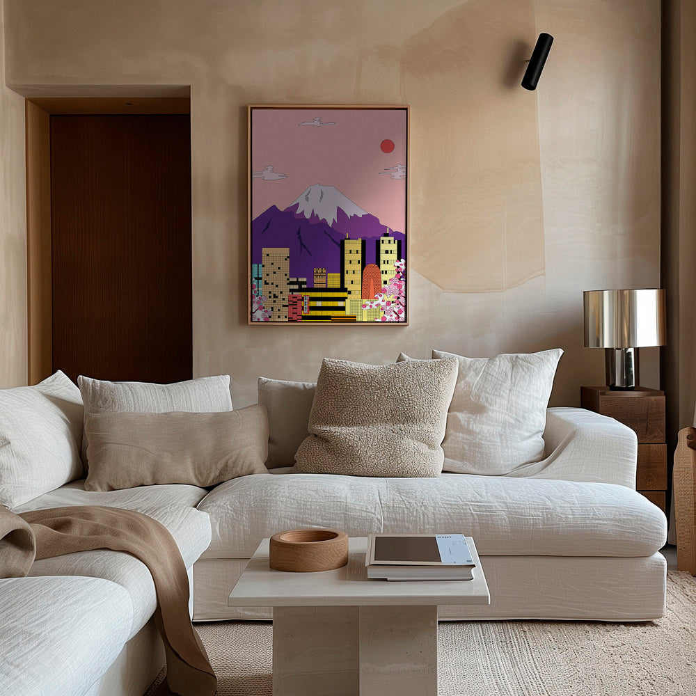 Byplakat Tokyo med Fuji og kirsebærblomster – Canvas1