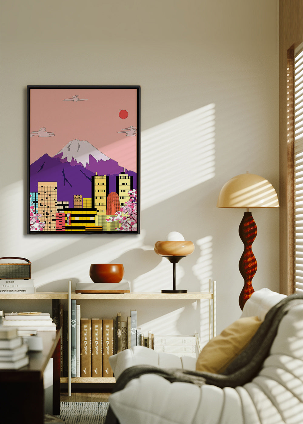 Byplakat Tokyo med Fuji og kirsebærblomster – Canvas2