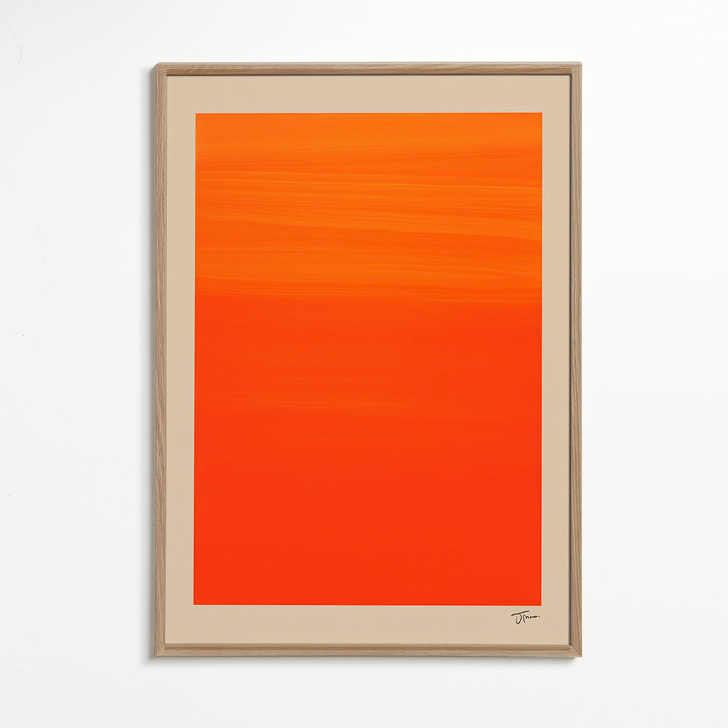 Abstrakt orange horisont – Oak Frame