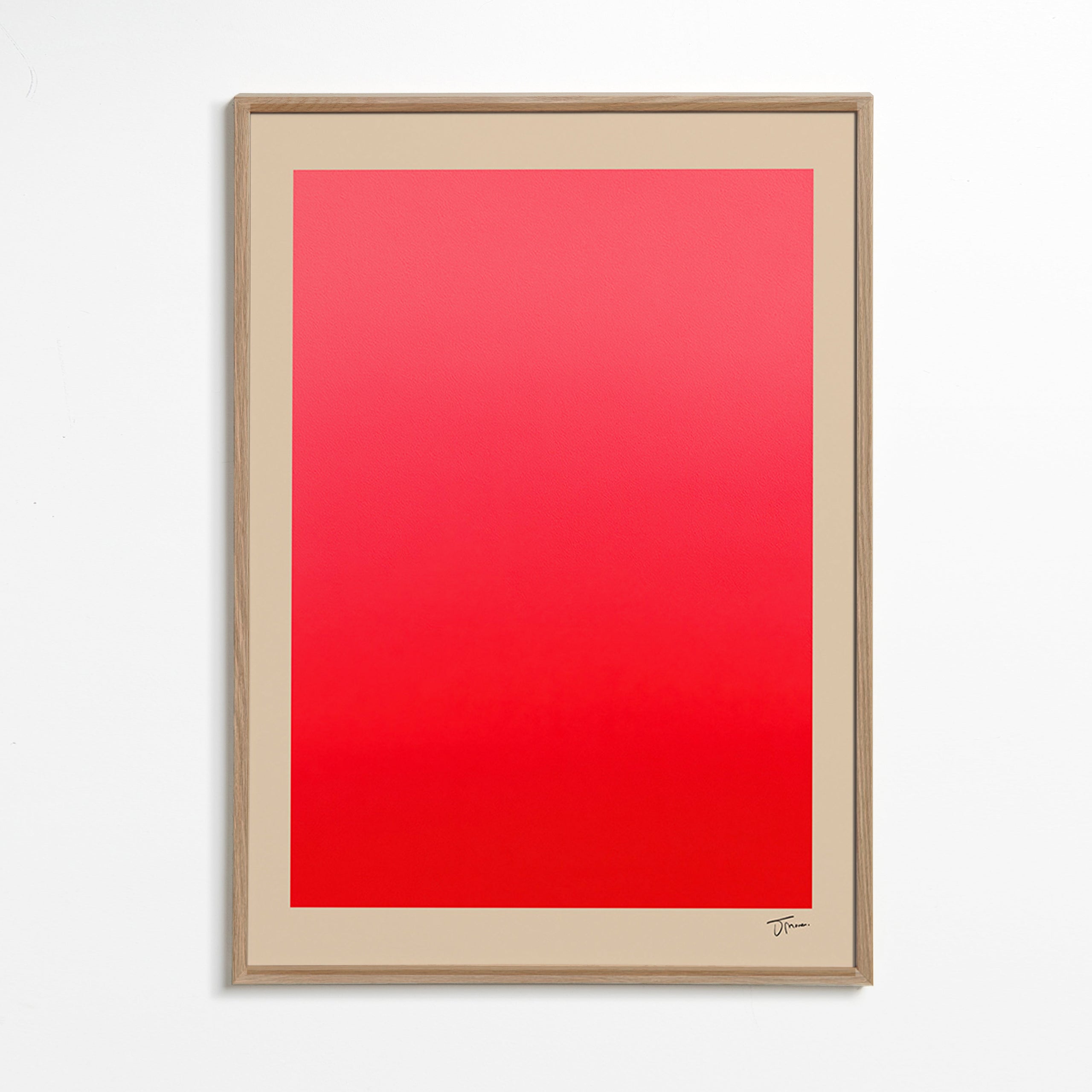 Abstrakt billede rødt gradient med underskrift – Oak Frame