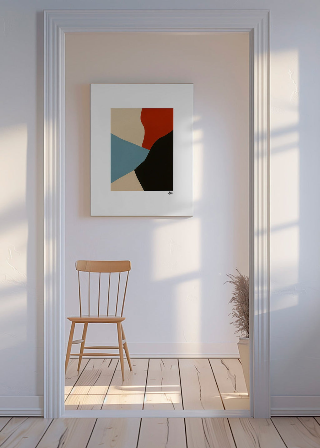Abstrakt billede lagdelte former vertical – Canvas