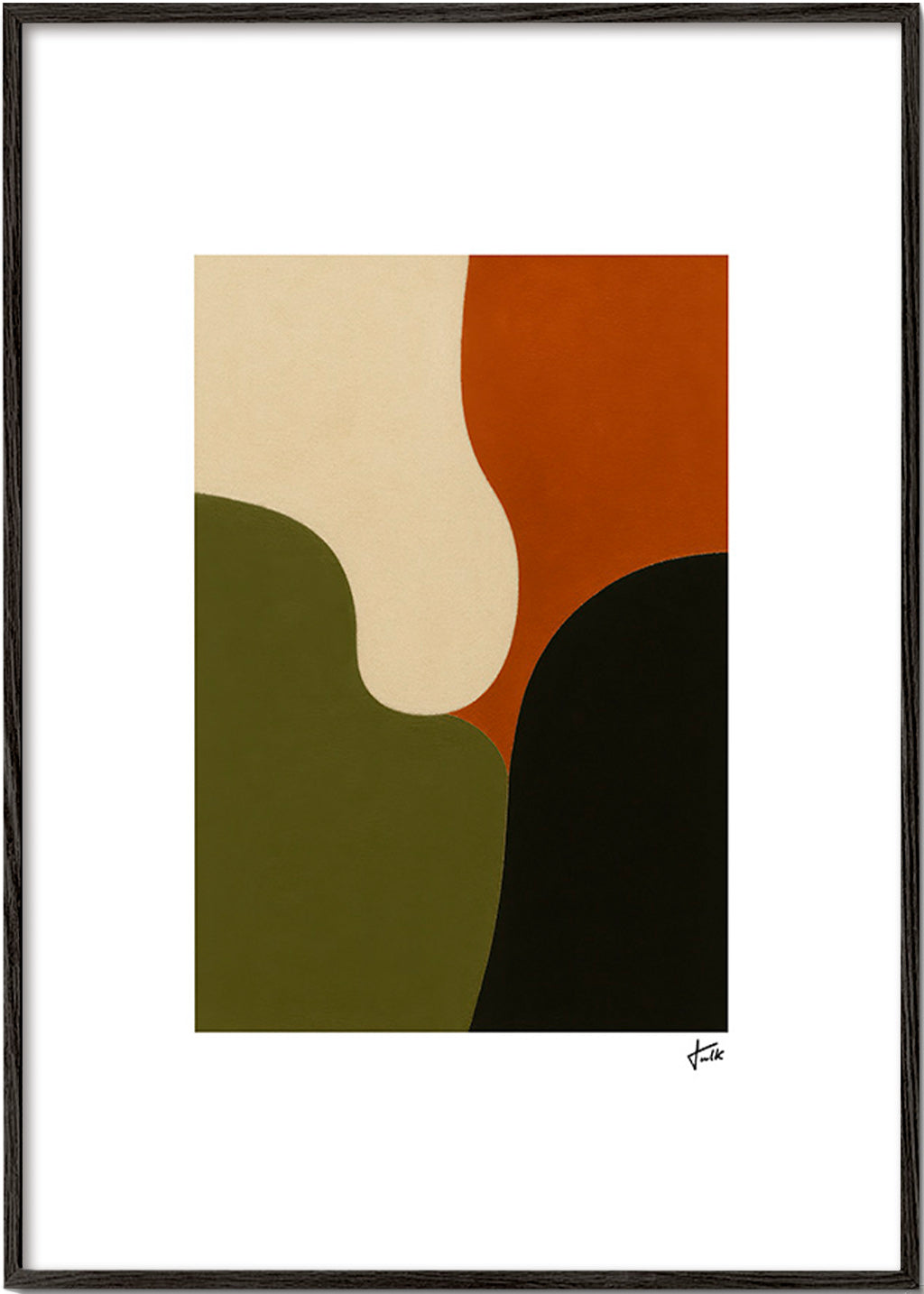 Minimalistisk plakat med olivformer – Black Frame