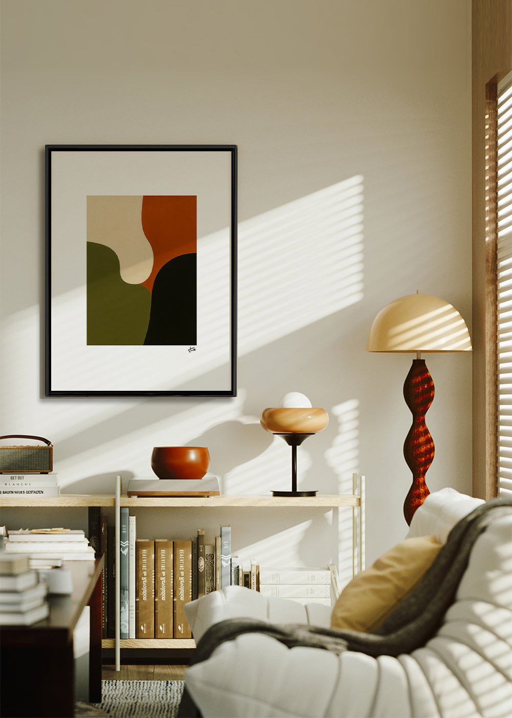 Minimalistisk plakat med olivformer – Canvas1