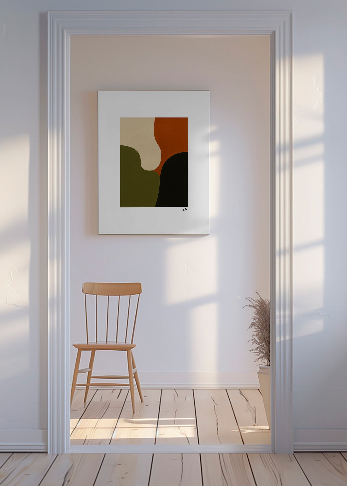 Minimalistisk plakat med olivformer – Canvas