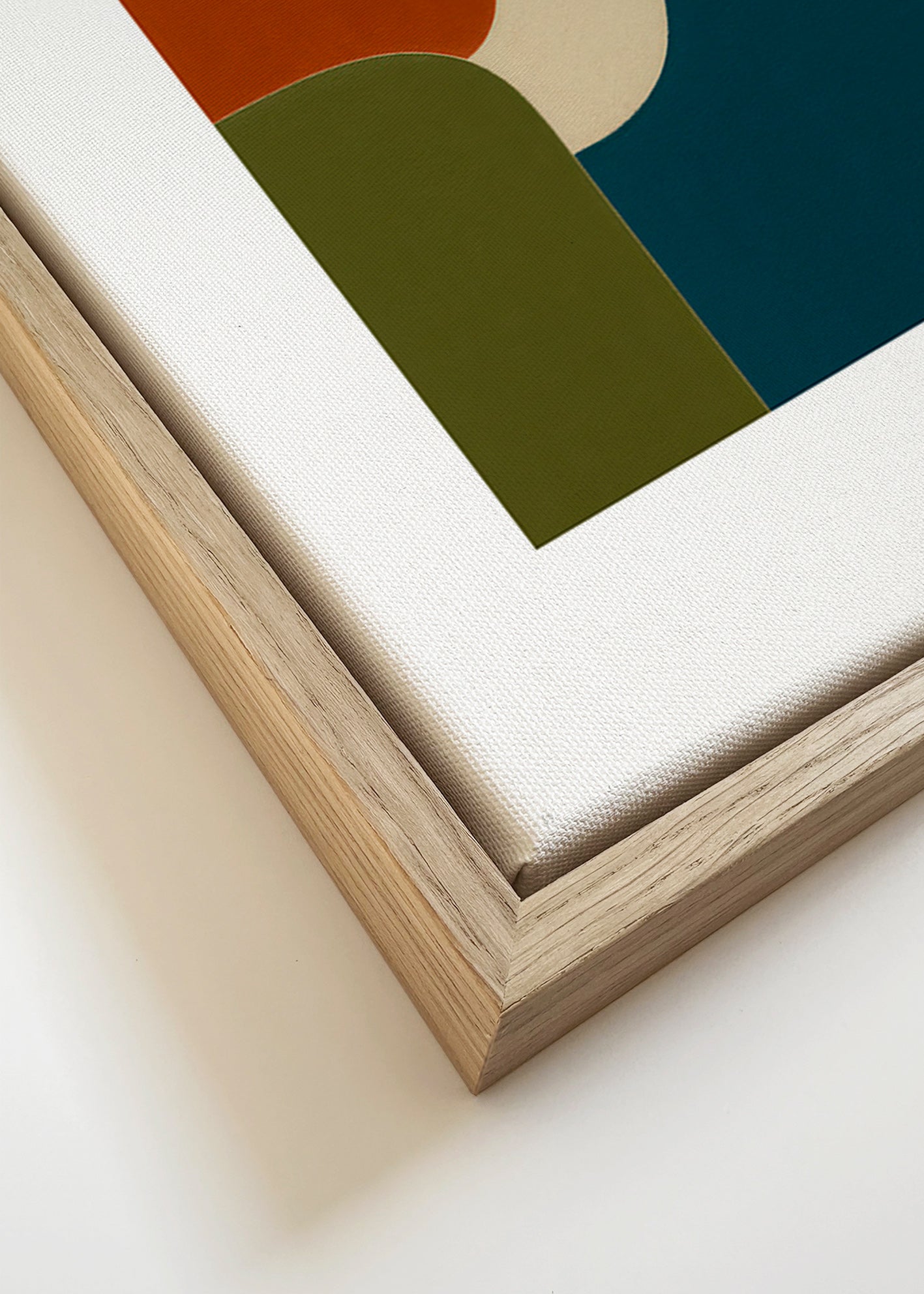 Geometrisk plakat med buede farvefelter – Canvas detail