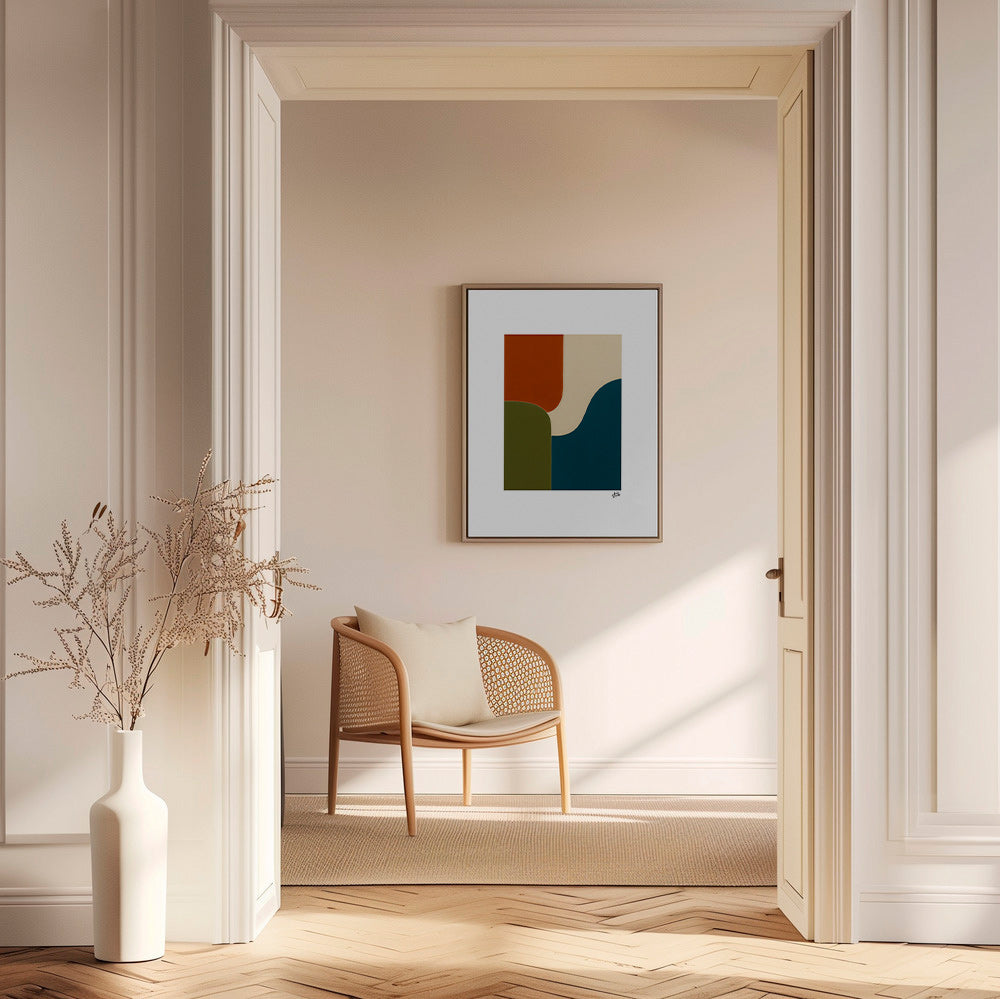 Geometrisk plakat med buede farvefelter – Canvas2