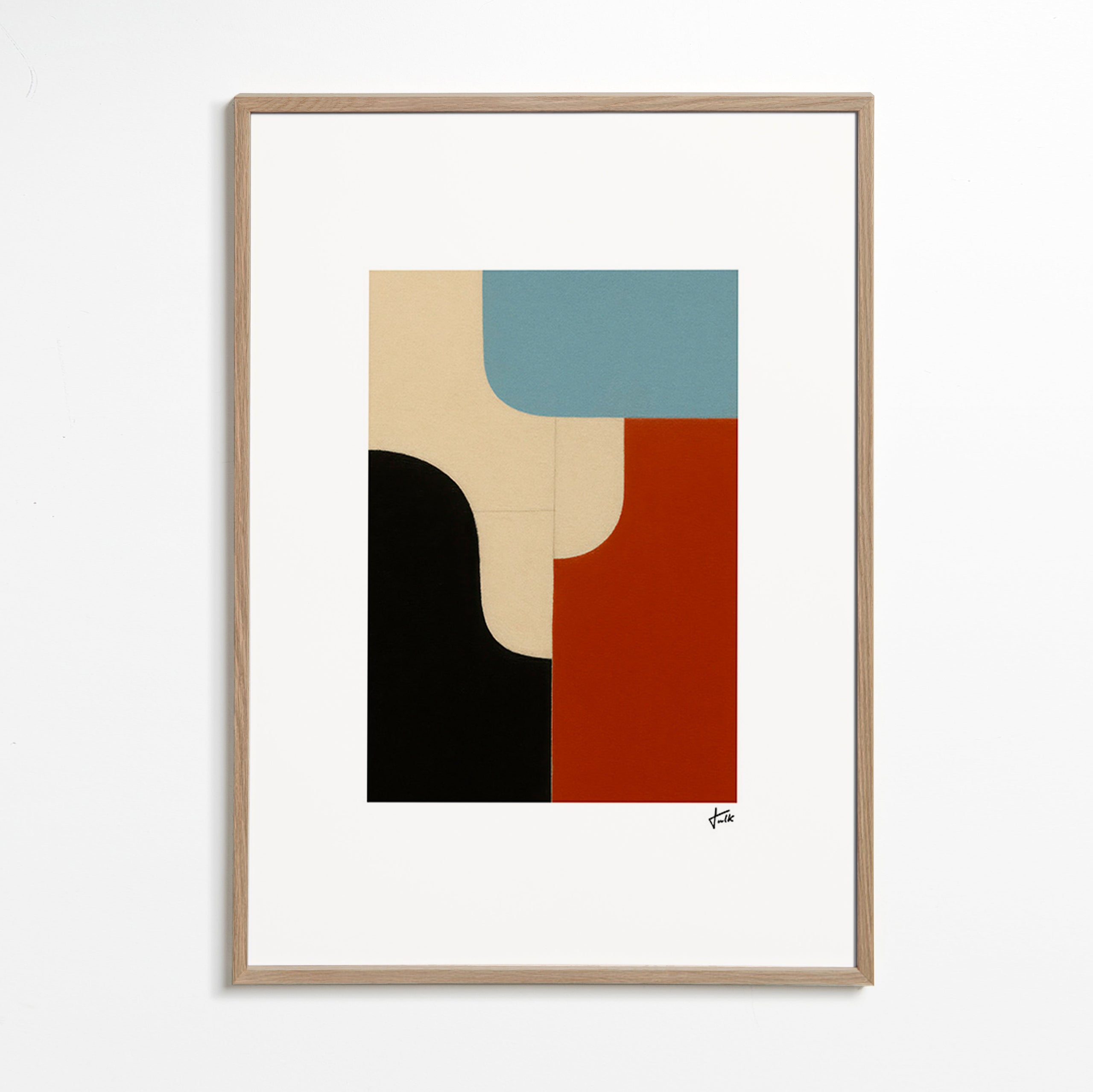 Geometrisk kunst med modulære kurver – Oak Frame