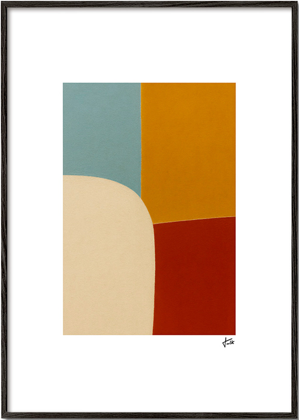 Geometrisk billede med kurve og okkerfelter – Black Frame