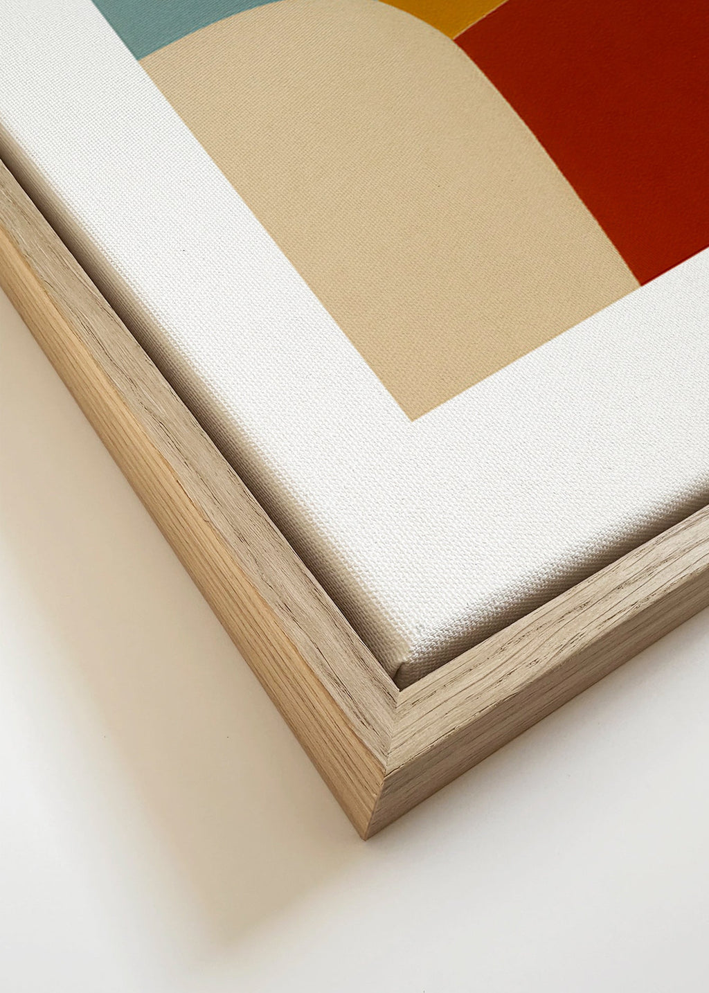 Geometrisk billede med kurve og okkerfelter – Canvas detail