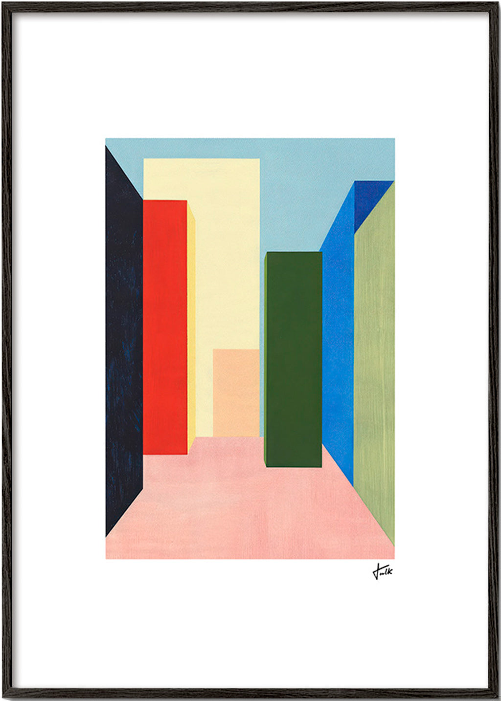 Geometrisk plakat farveblok-gang – Black Frame