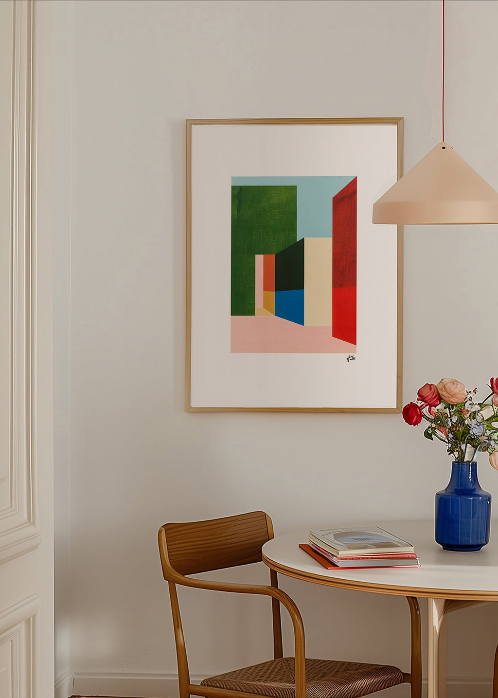Geometrisk plakat med farvede volumener – Product3