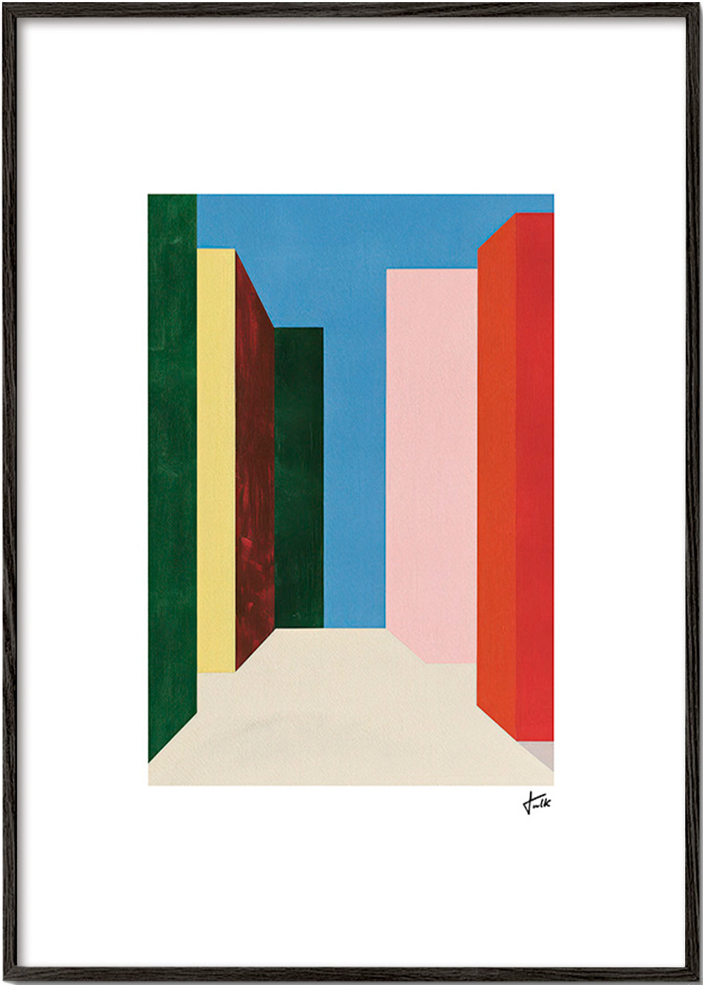 Geometrisk billede: vertikal farvegennemgang – Black Frame