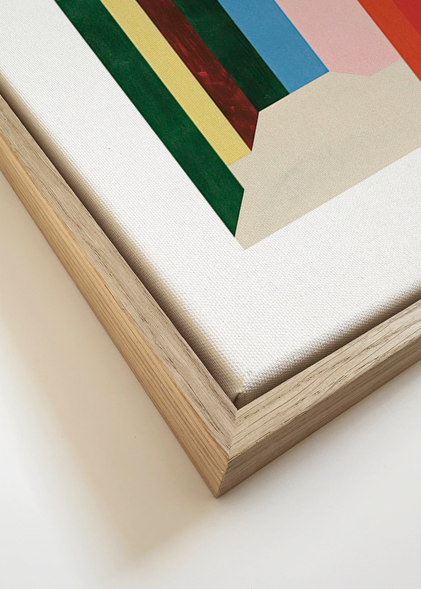 Geometrisk billede: vertikal farvegennemgang – Canvas detail