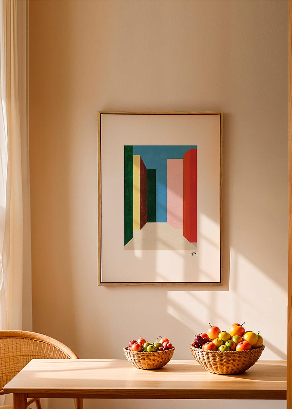 Geometrisk billede: vertikal farvegennemgang – Canvas1