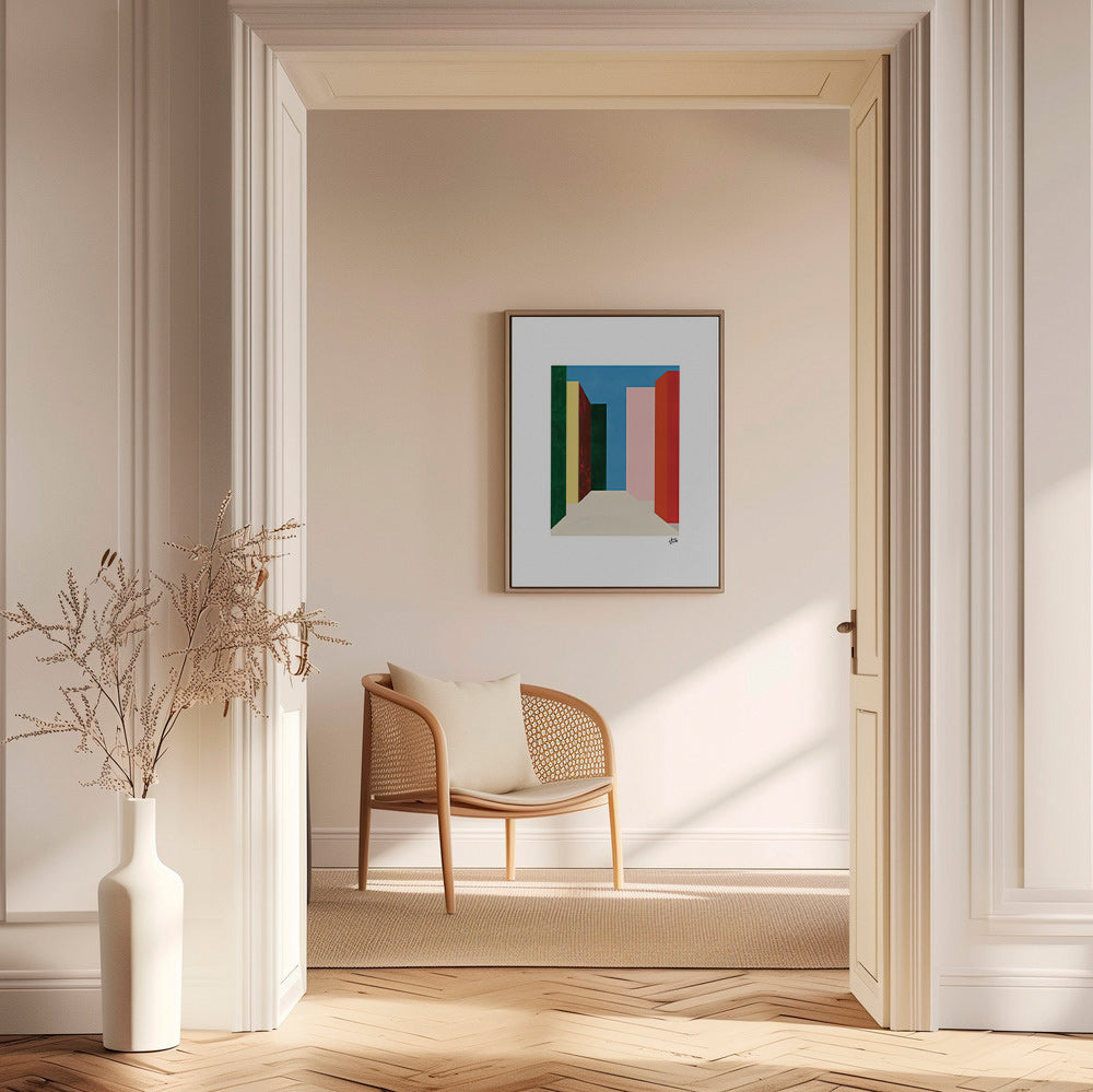 Geometrisk billede: vertikal farvegennemgang – Canvas2