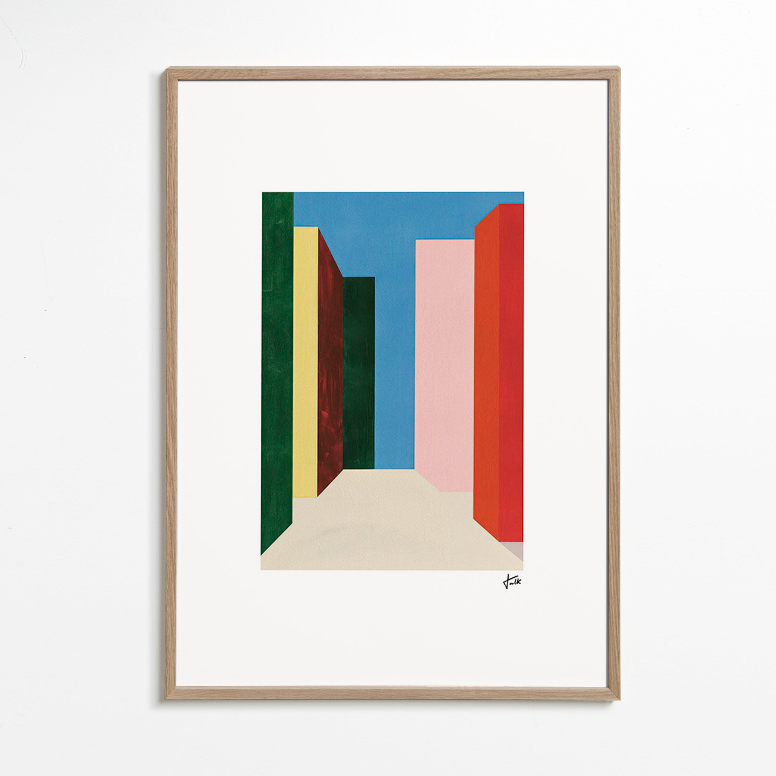 Geometrisk billede: vertikal farvegennemgang – Oak Frame
