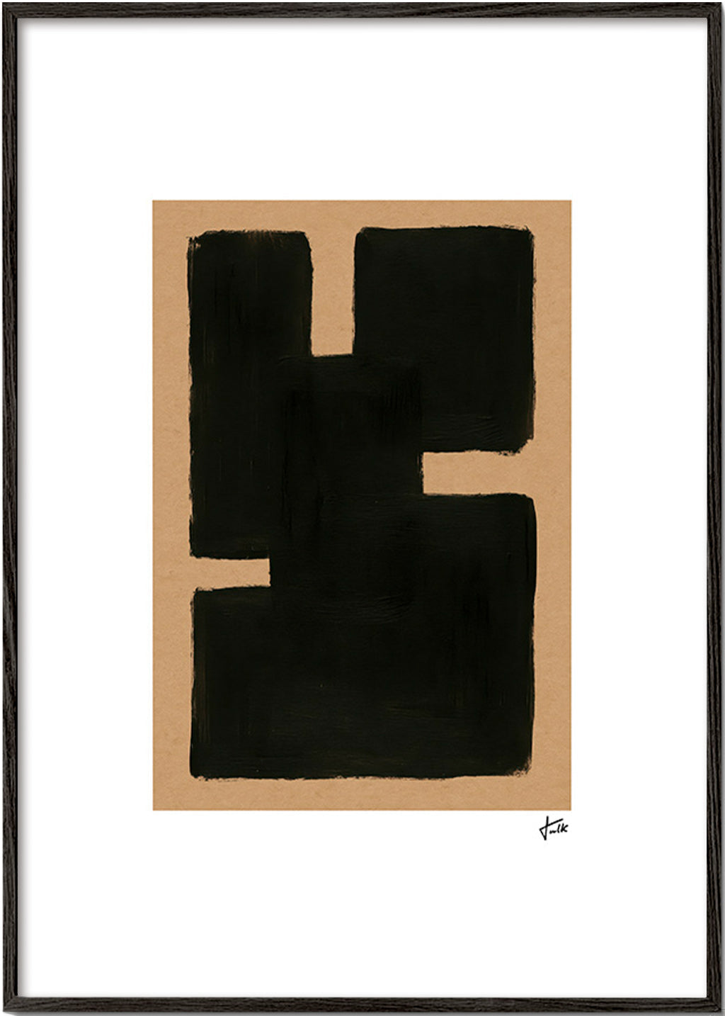 Abstrakt billede med sorte blokke på kraftpapir – Black Frame