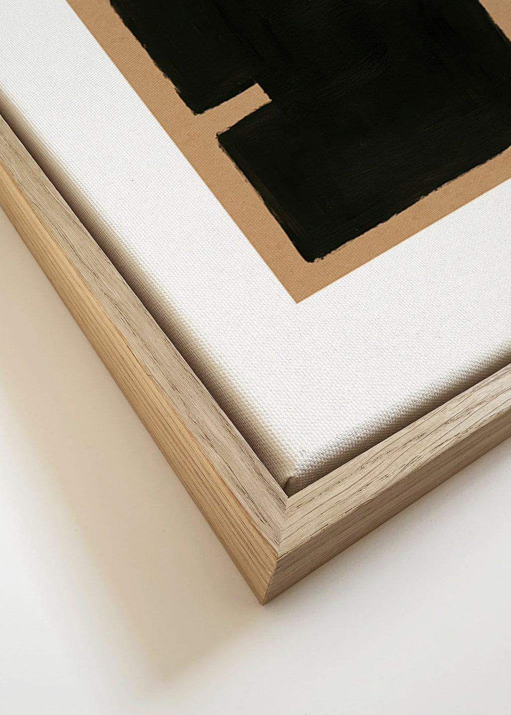 Abstrakt billede med sorte blokke på kraftpapir – Canvas detail