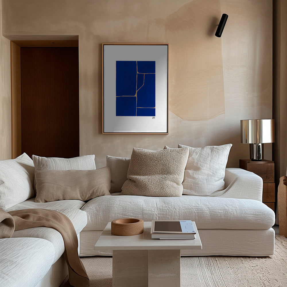 Geometrisk maleri i dybblå – Canvas1