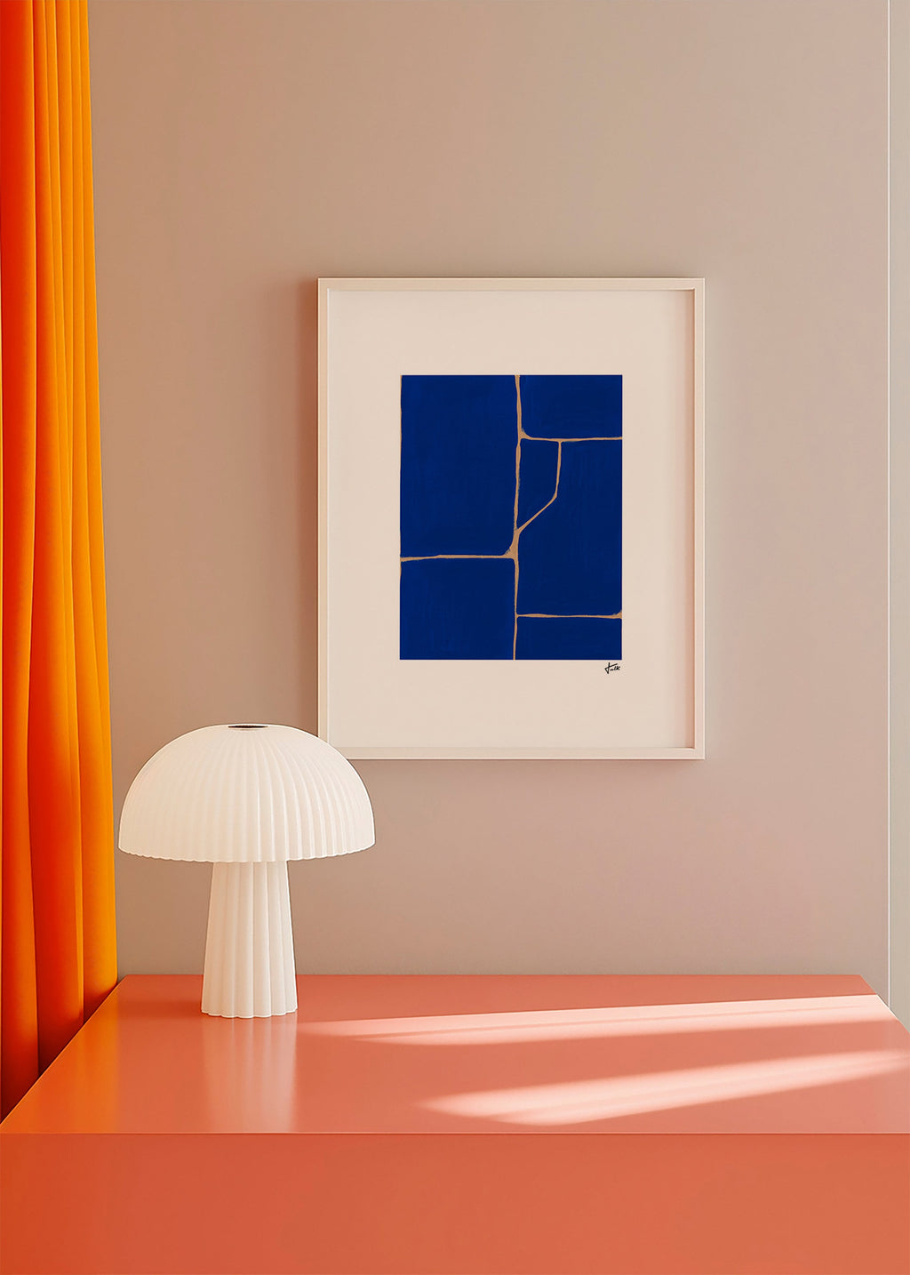 Geometrisk maleri i dybblå – Product2