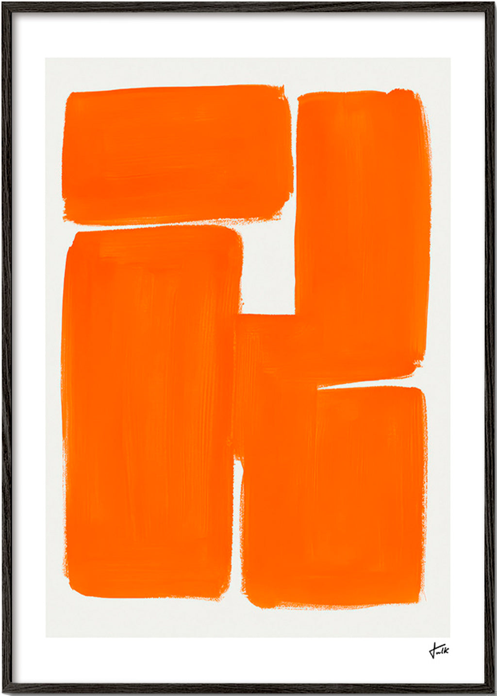 Geometrisk plakat med orange blokke – Black Frame