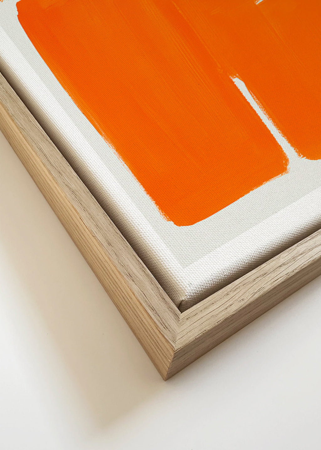 Geometrisk plakat med orange blokke – Canvas detail