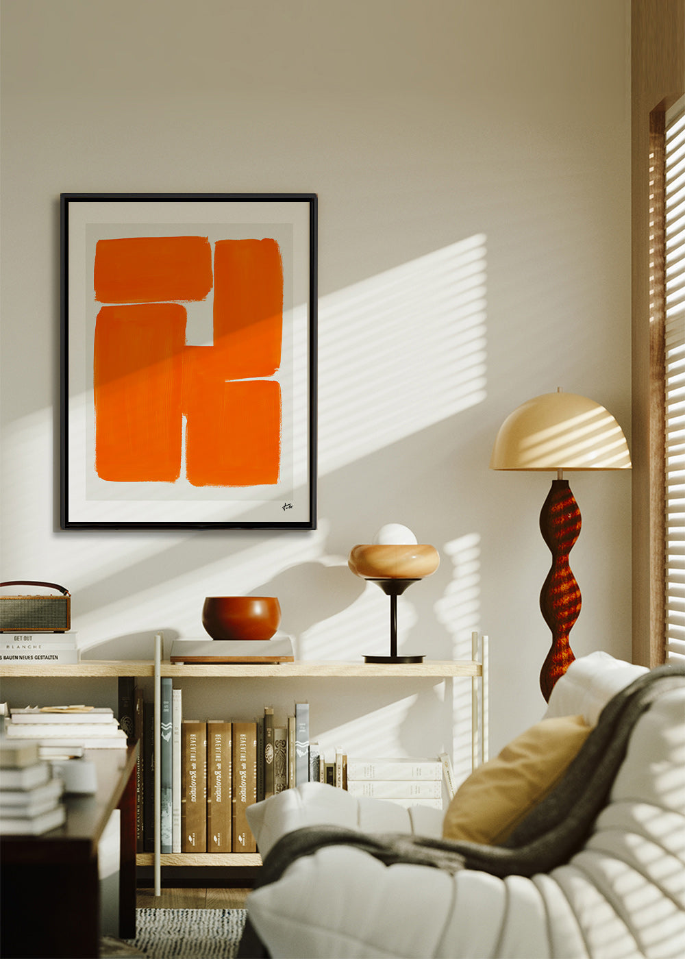 Geometrisk plakat med orange blokke – Canvas2