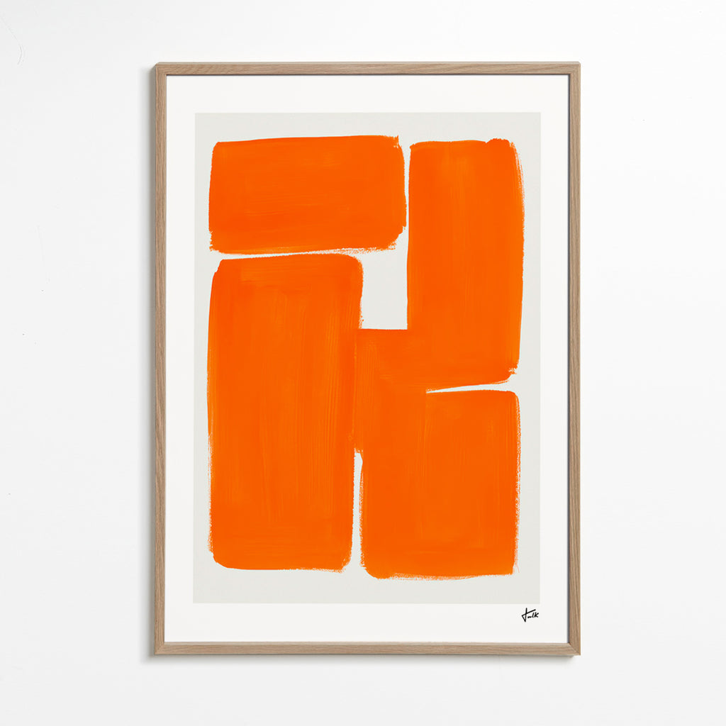 Geometrisk plakat med orange blokke – Oak Frame