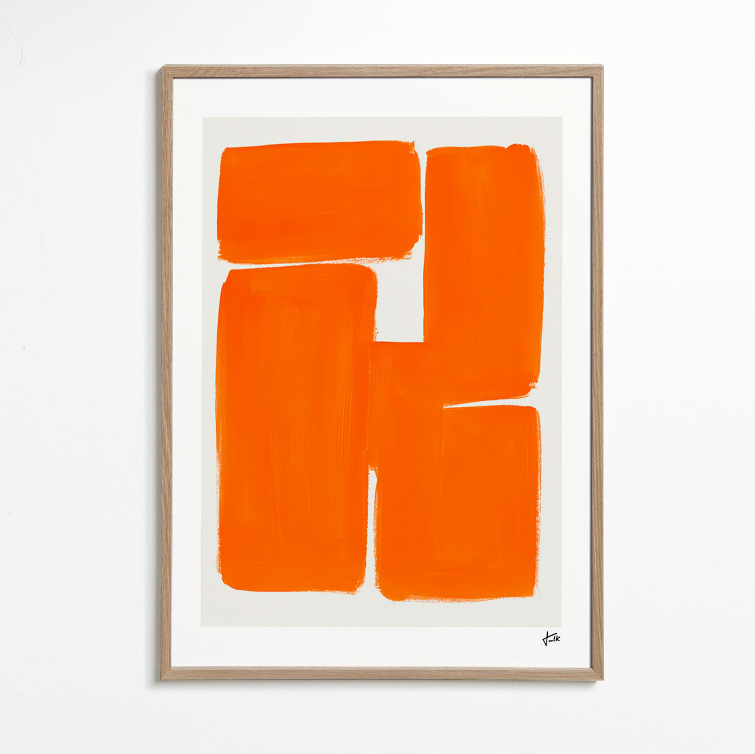 Geometrisk plakat med orange blokke – Oak Frame