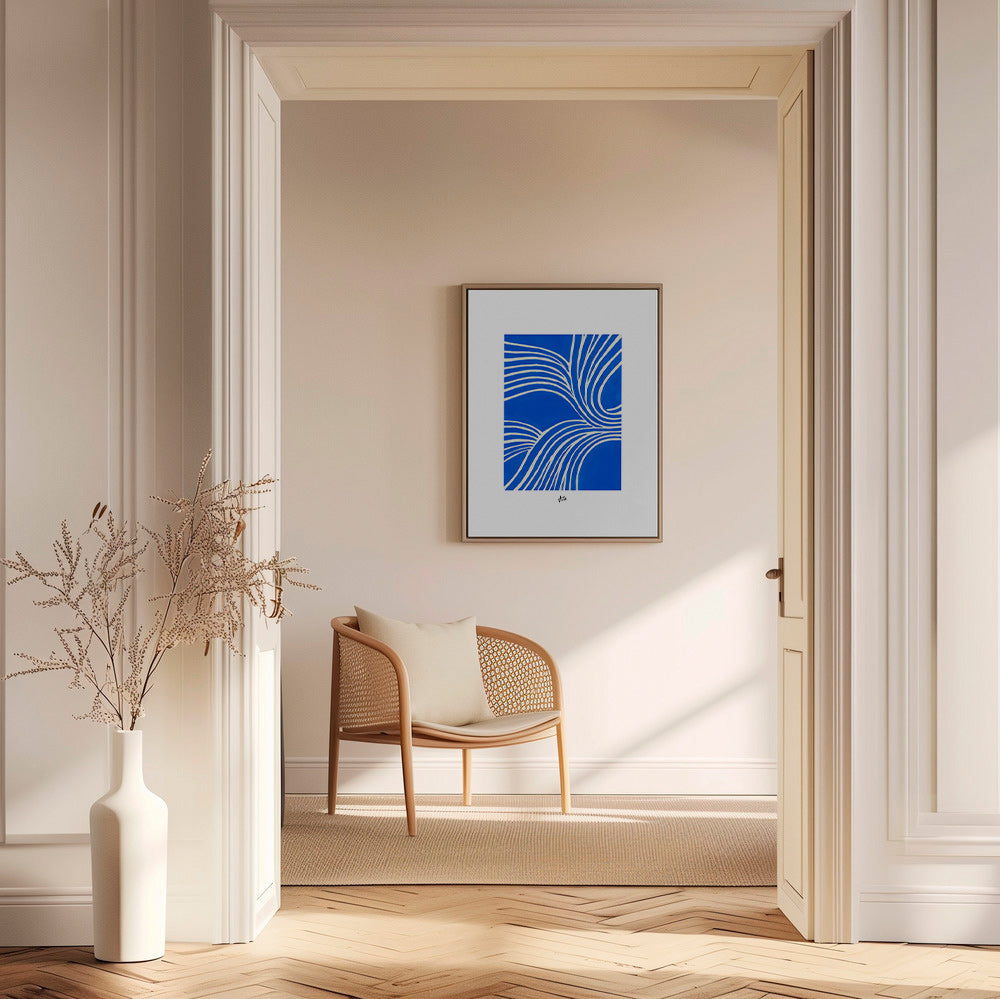 Abstrakt blåt værk med flydende linjer – Canvas2