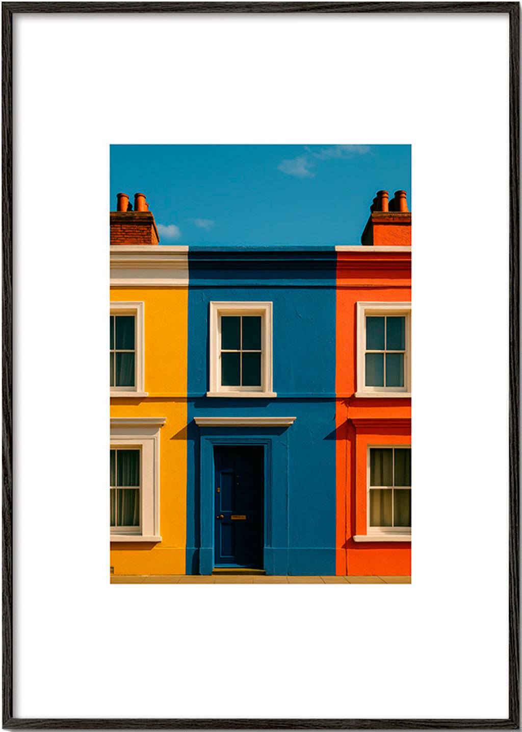 Bybillede med facade i tre farver – Black Frame