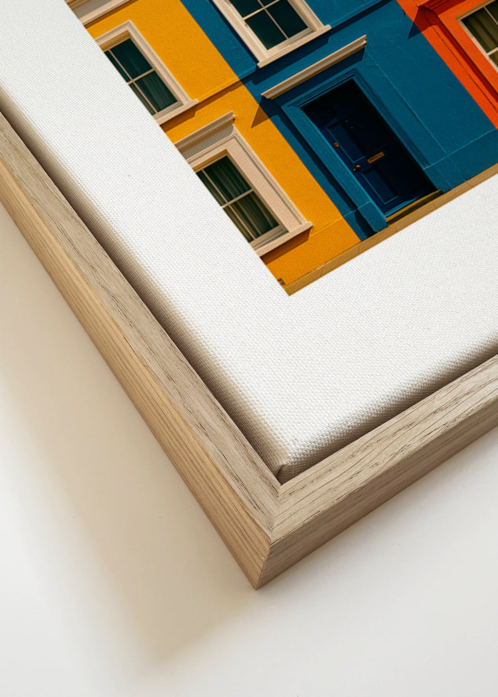 Bybillede med facade i tre farver – Canvas detail