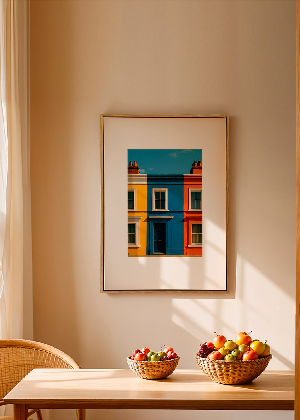 Bybillede med facade i tre farver – Canvas1