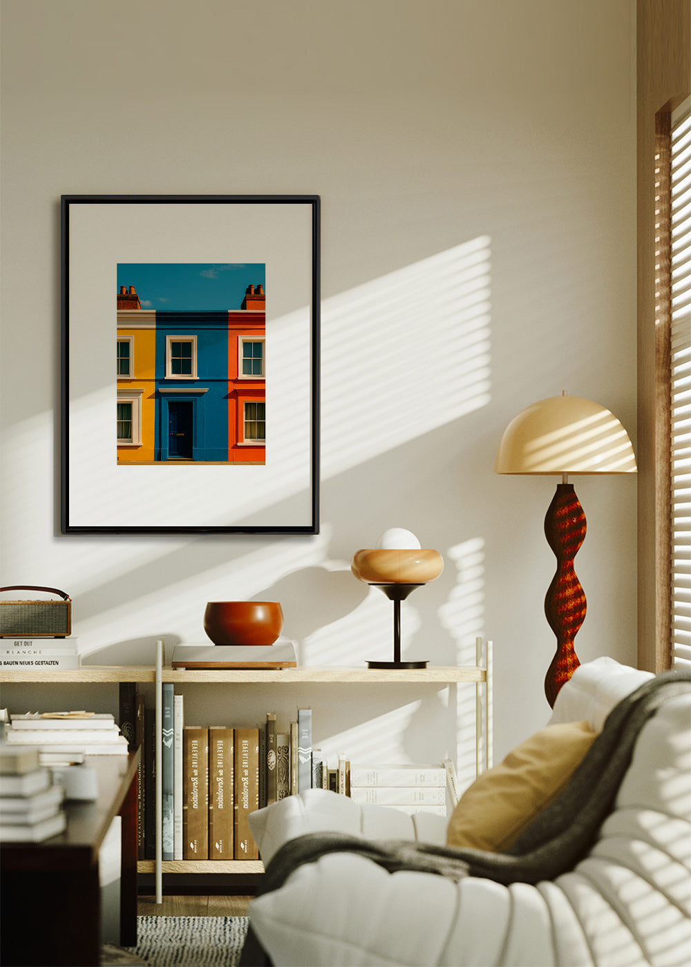 Bybillede med facade i tre farver – Canvas2