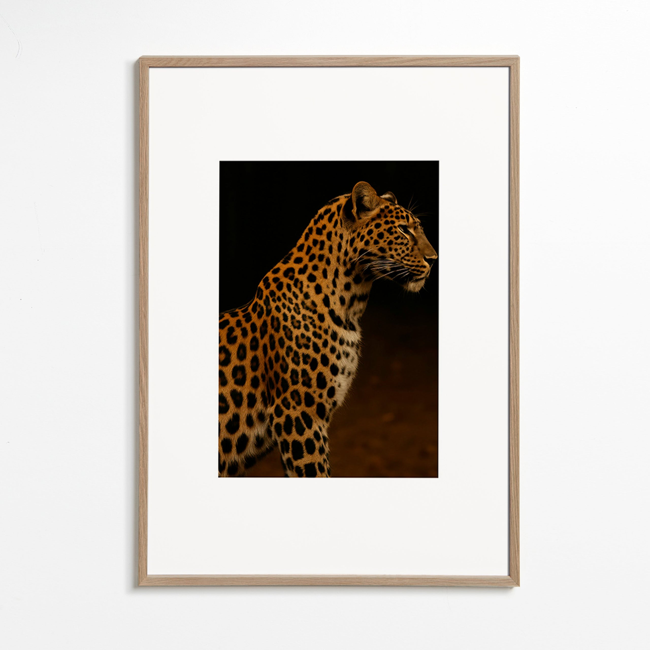 Kunstværk leopard profil – Oak Frame