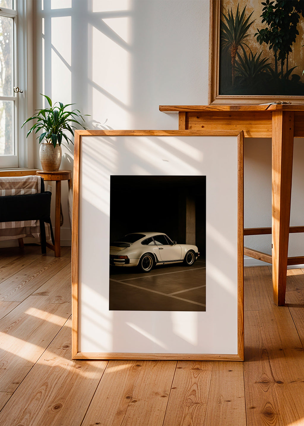 Fotografi af klassisk bil i nattegarage – Product2