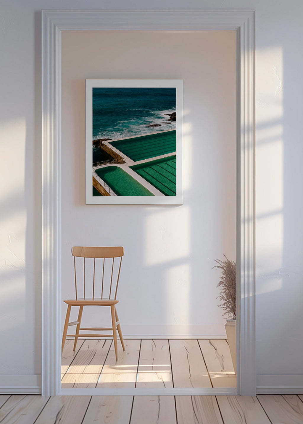 Landskabskunst med pools ved kysten – Canvas
