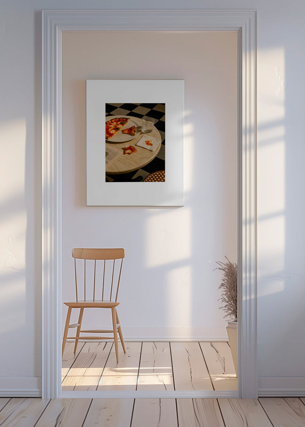 Køkkenkunst Pizza på marmor – Canvas