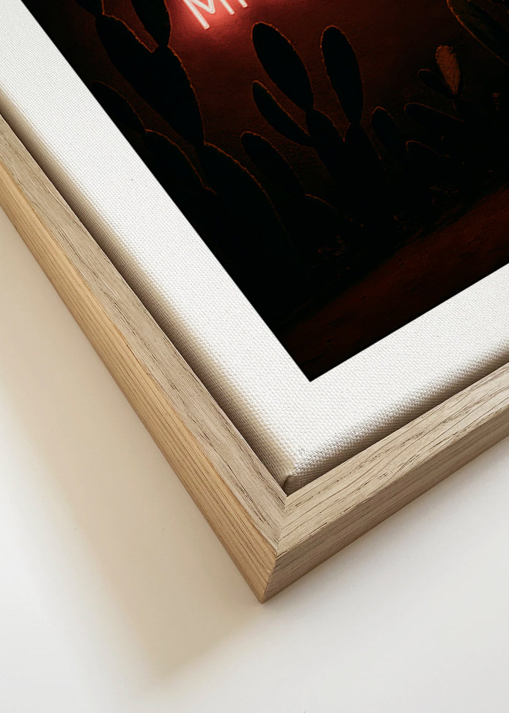 Fotografi: neonskilt 'Mi Amor' med kaktusser – Canvas detail