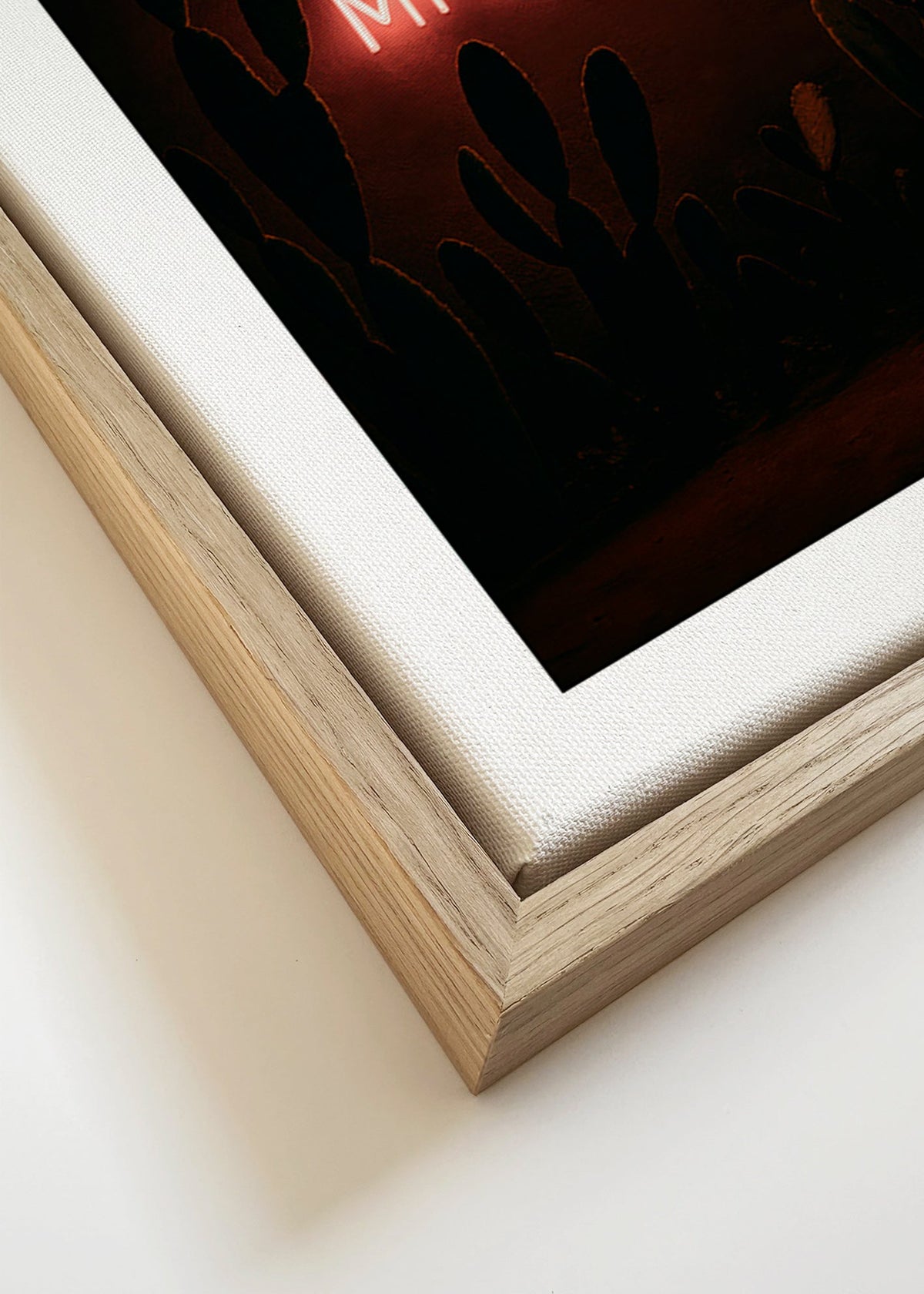 Fotografi: neonskilt 'Mi Amor' med kaktusser – Canvas detail
