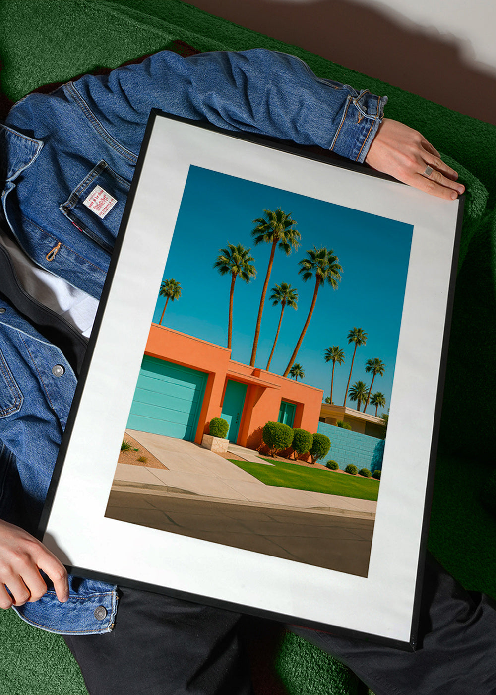 Botanisk plakat Palm House med palmer og koralfacade – Product1
