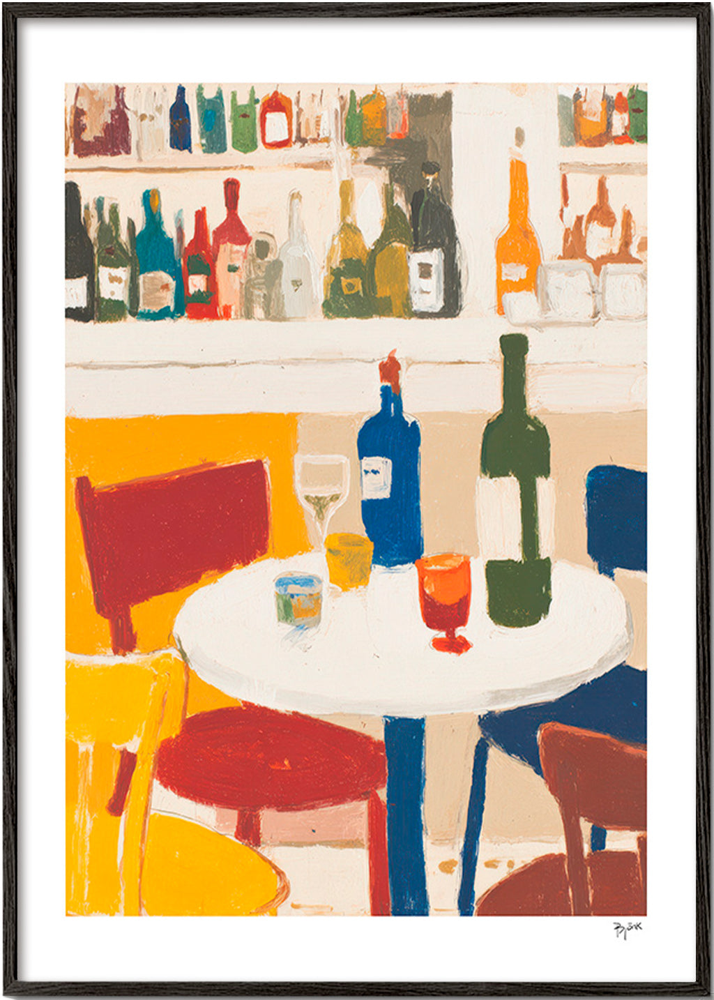 Køkkenkunst: bistrobord med flasker – Black Frame
