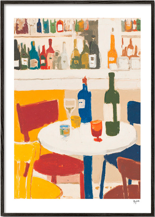 Køkkenkunst: bistrobord med flasker – Black Frame