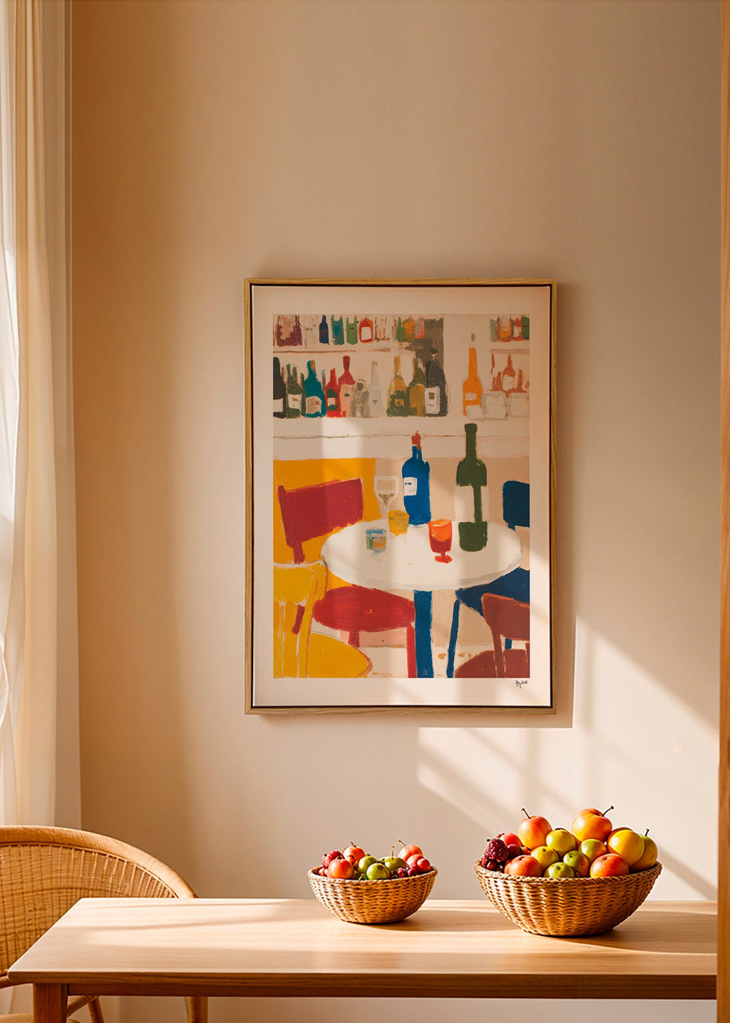 Køkkenkunst: bistrobord med flasker – Canvas1