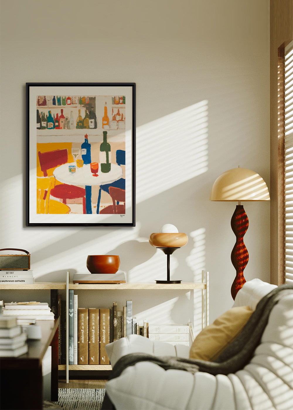 Køkkenkunst: bistrobord med flasker – Canvas2