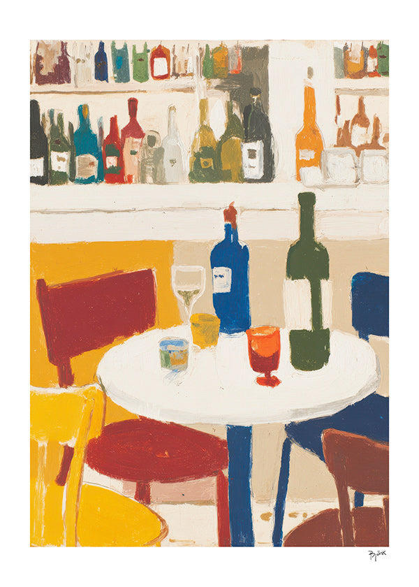 Køkkenkunst: bistrobord med flasker