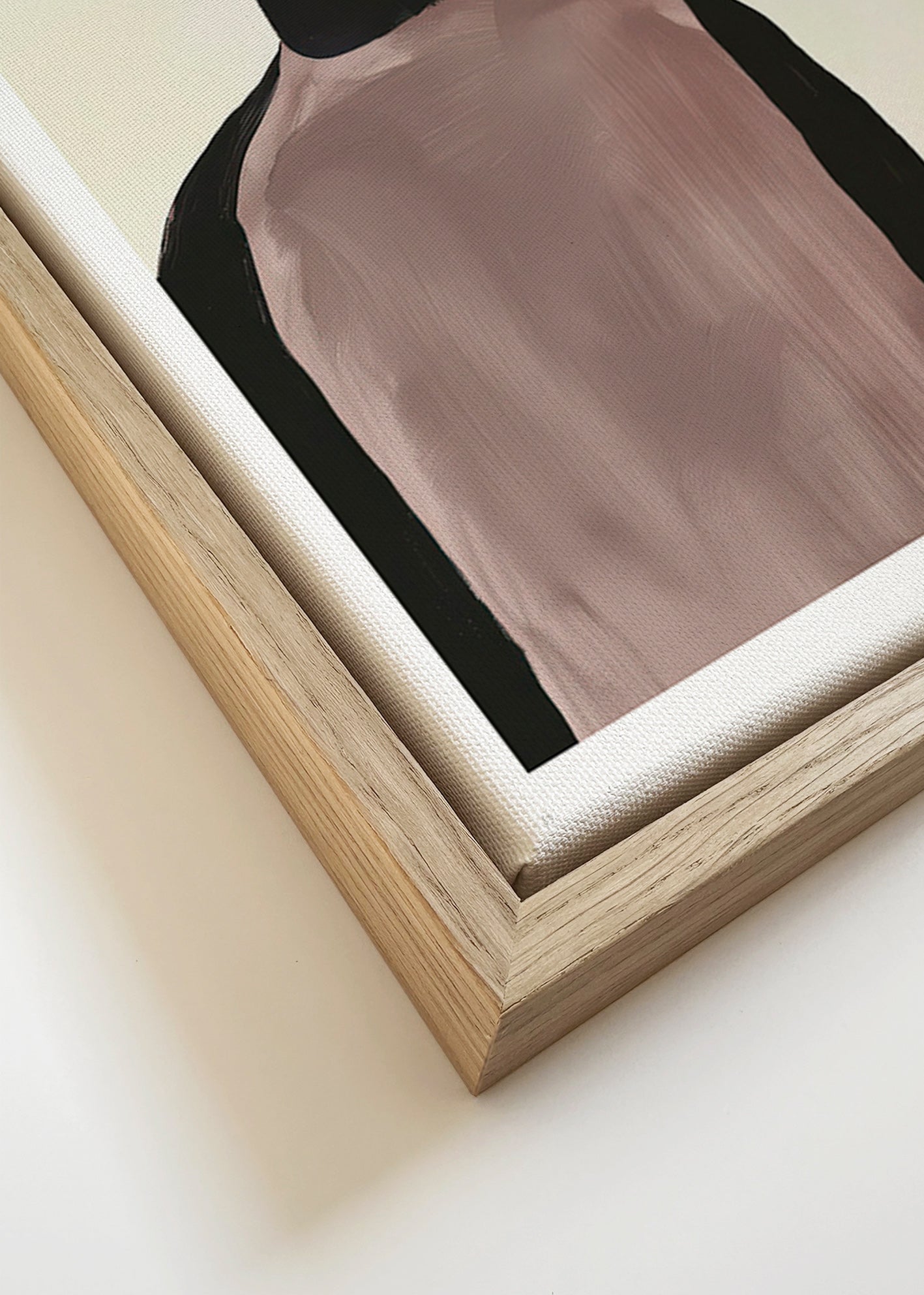 Abstrakt maleri med minimalistisk silhuet – Canvas detail