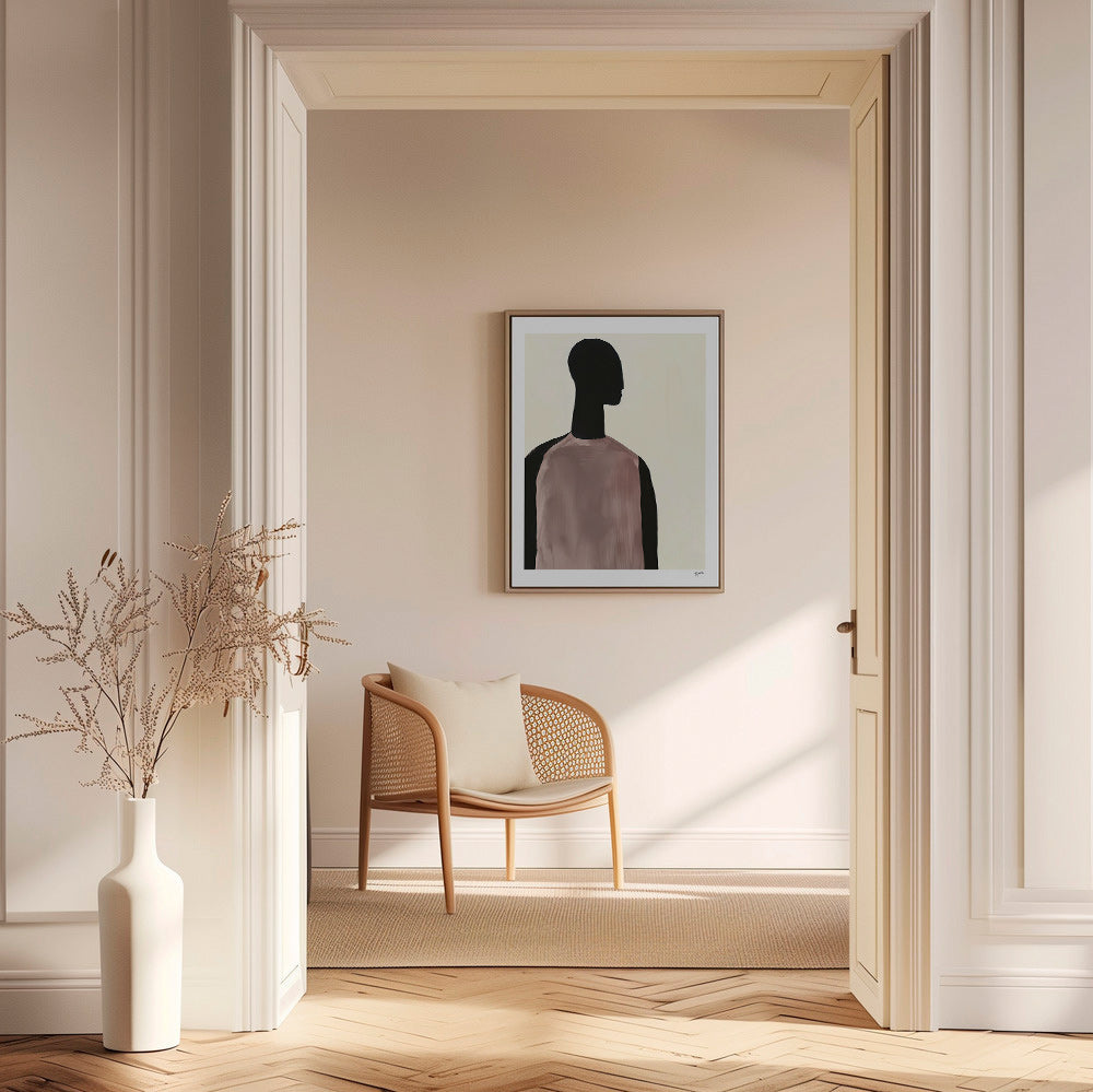 Abstrakt maleri med minimalistisk silhuet – Canvas2